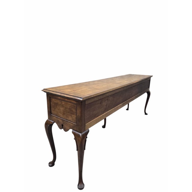 Vintage Queen Anne Style Walnut Console Table/Sideboard by Baker Furniture Co. For Sale - Image 10 of 10