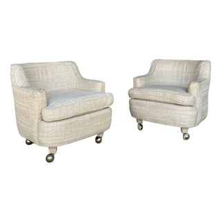 Pair of Edward Wormley for Dunbar Rolling Club Chairs For Sale