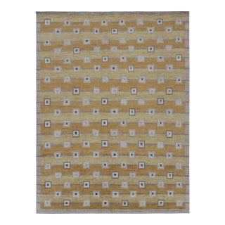 Rug & Kilim’s Scandinavian Style Custom Rug in Gold, Beige-Brown Geometric Patterns - 12x16 For Sale