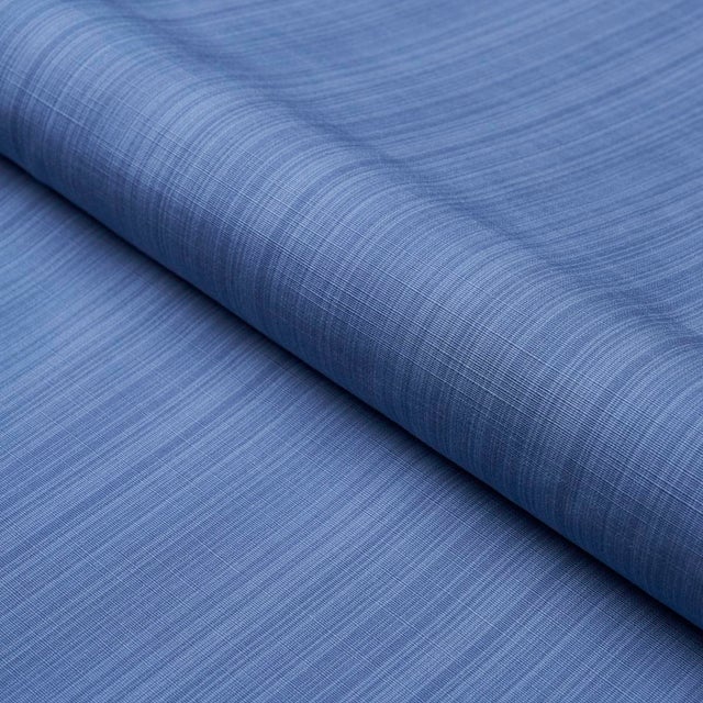 Schumacher X Mark D. Sikes Gracie Solid Strie Fabric In Cobalt For Sale