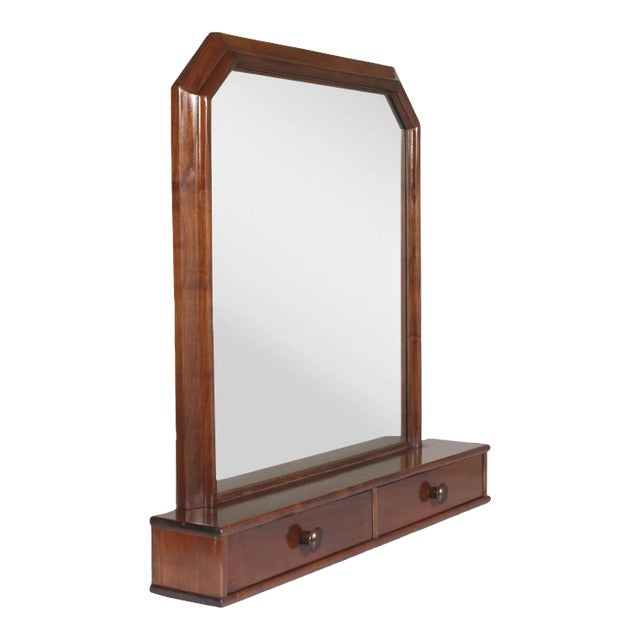 Italian Art Deco Walnut Dressing Table Mirror, 1940s For Sale