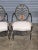 Hepplewhite Late 20th Century Pair of Karges Hepplewhite Plum Arm Chairs Ebonized, Carved Hand Painted Leather Fabric For Sale - Image 3 of 12