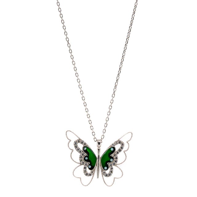 Asian Abundance Green Butterfly Necklace For Sale - Image 3 of 7