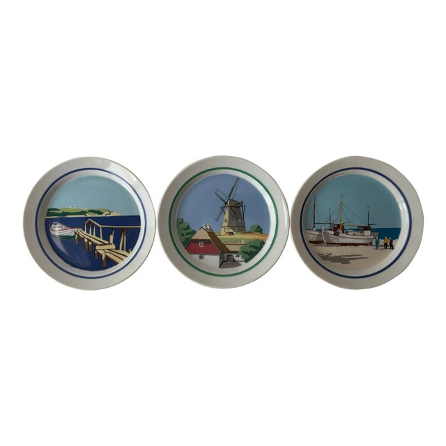 Late 20th Century Coastal Wall Plates by Royal Copenhagen Set of 3- Made in Denmark For Sale