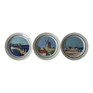 Late 20th Century Coastal Wall Plates by Royal Copenhagen Set of 3- Made in Denmark