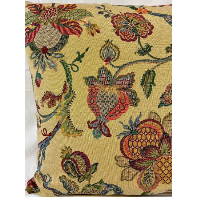 20" Square Decorative Throw Pillow With a Meandering Renaissance Tapestry Look Floral Patten - Made in the U K For Sale - Image 4 of 12