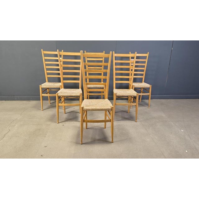 Italian Beechwood Ladder Back Chairs, 1970s, Set of 6 For Sale - Image 13 of 14
