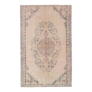 Vintage Faded Turkish Oushak Rug - 5`1" X 8`4" For Sale