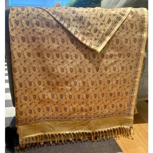 Transitional Bronze Foulard Lt Wt Silk Jacquard Decorative Throw For Sale - Image 3 of 7