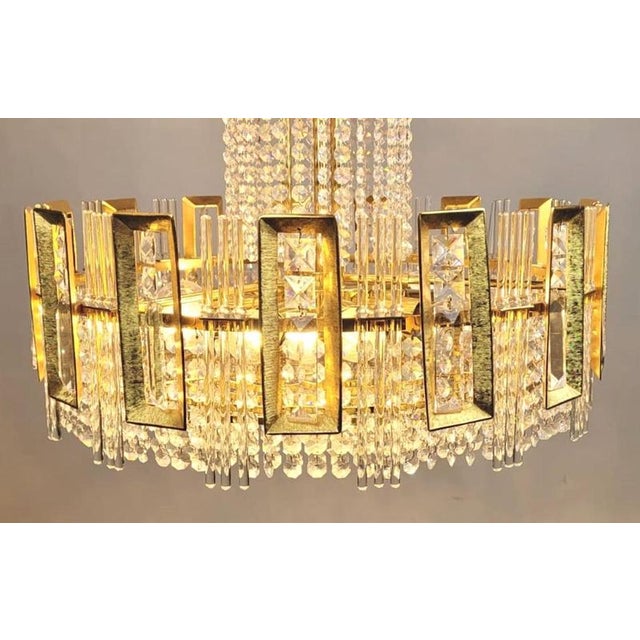Chandelier in Gilded Brass and Glass Garlands For Sale - Image 4 of 8