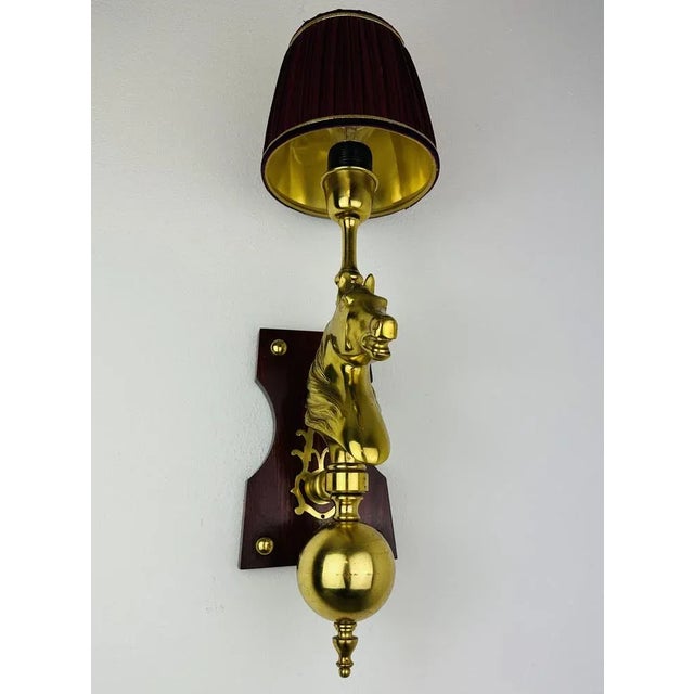 Wood Horse Head Wall Lamp in Brass For Sale - Image 7 of 9