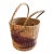 Mexican Folk Art Woven Palm Basket With Handle Late 20th Century Vintage Handmade For Sale