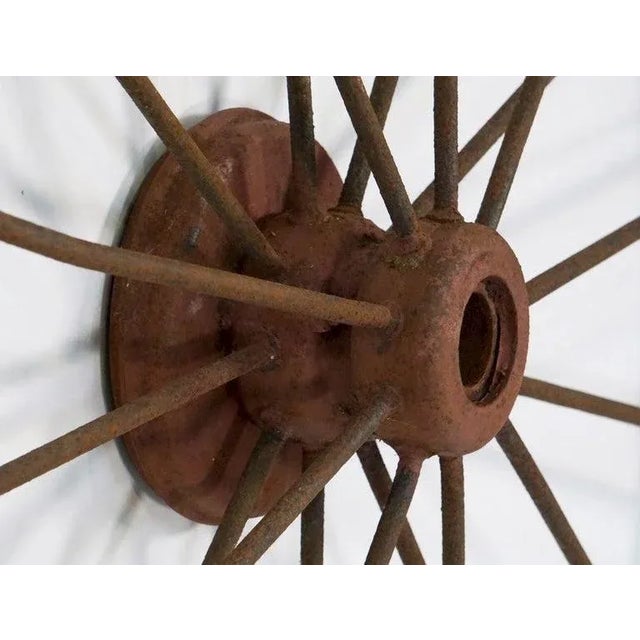 Large English Spoked Cart or Wagon Wheel of Iron From the 19th Century (Dia 54) For Sale - Image 4 of 11