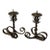 Vintage Wrought Iron Scrolling Candleholders, a Pair, Circa Mid-20th Century For Sale
