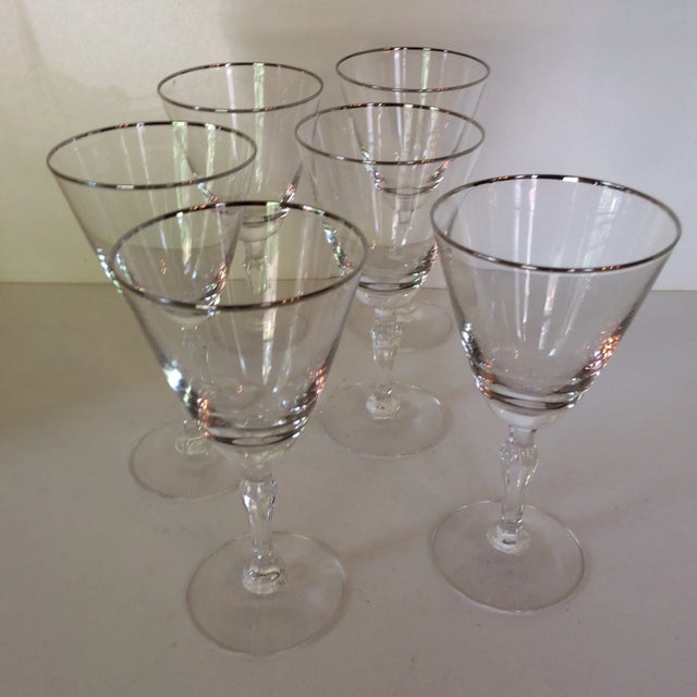 Platinum Rim Fostoria Wine Glasses - Set of 6 For Sale - Image 13 of 13