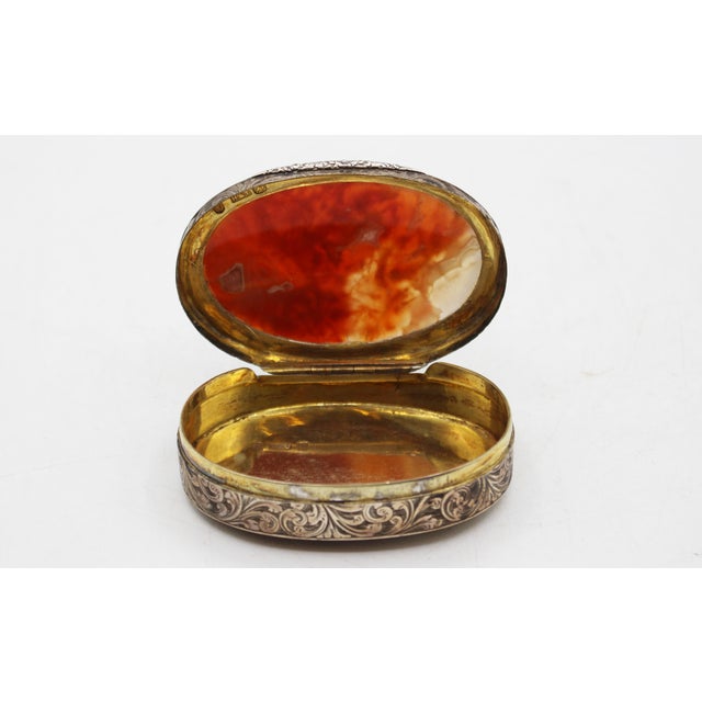 Metal 1851 English Agate & Sterling Silver Oval Box For Sale - Image 7 of 8