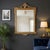 Antique Wall Mirror Gold Ornate Wood Shell Crest Design, Rectangular Mantel Entryway Early 1900's For Sale - Image 9 of 14