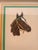 A striking vintage equestrian serving tray featuring a hand-rendered horse portrait framed by classic green and gold...