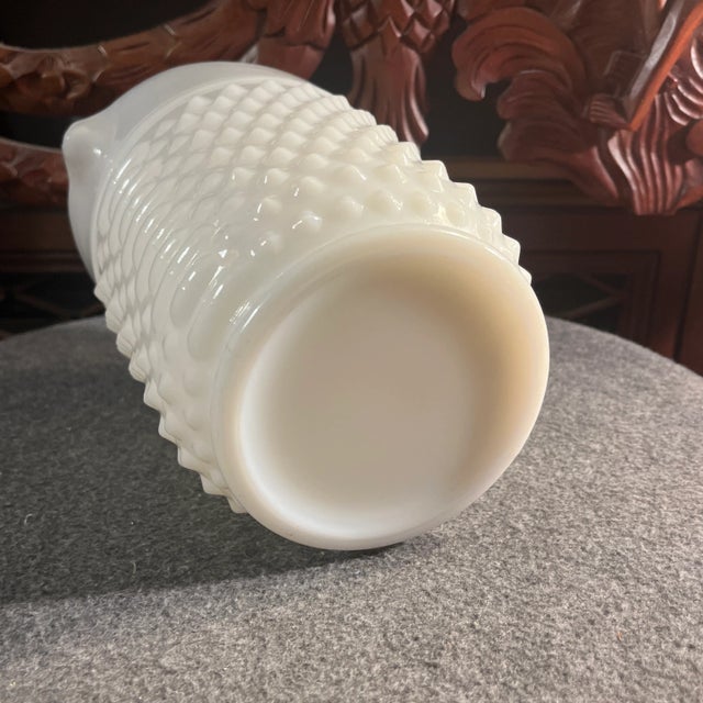 Vintage Milk Glass Lemonade Set, Hobnail Glass Pitcher & Tumblers by