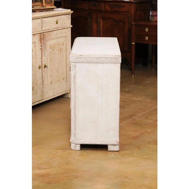 Gustavian (Swedish) Swedish Gustavian Style 1860s Painted Three-Drawer Chest with Greek Key Frieze For Sale - Image 3 of 13