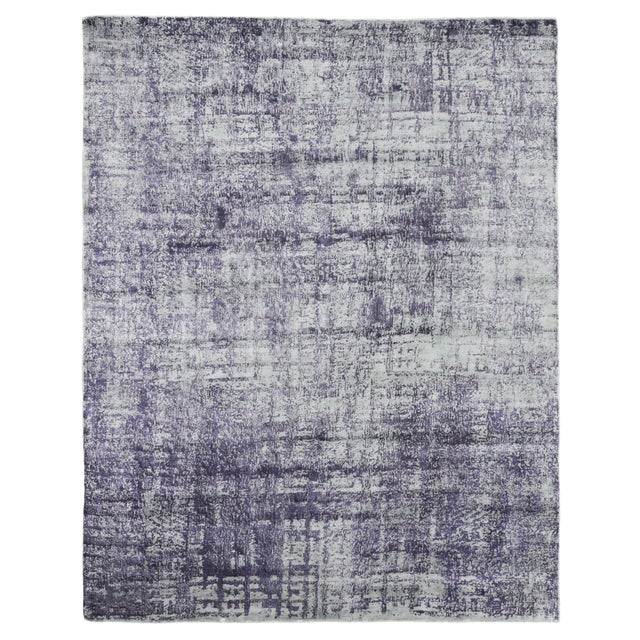 Luton Hand loom Bamboo/Silk Blue/Ivory/Gray Rug-8'x10'" For Sale