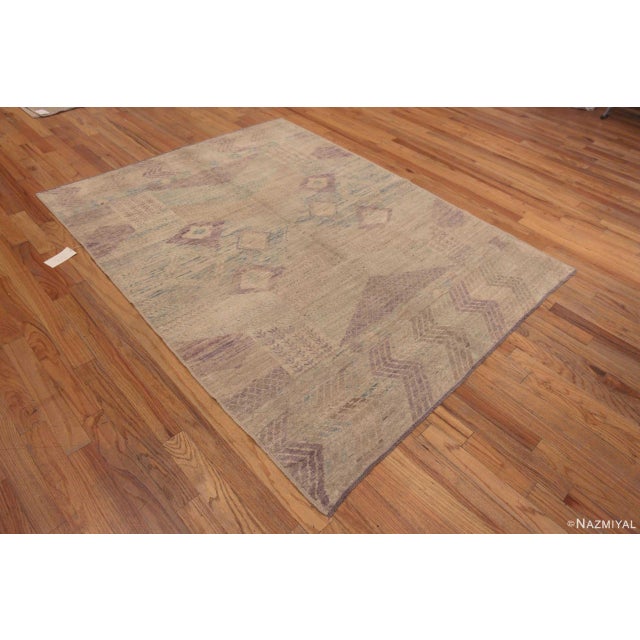 Decorative Soft Color Nomadic Design Modern Contemporary Wool Area Rug, Country of origin: Central Asia, circa date:...