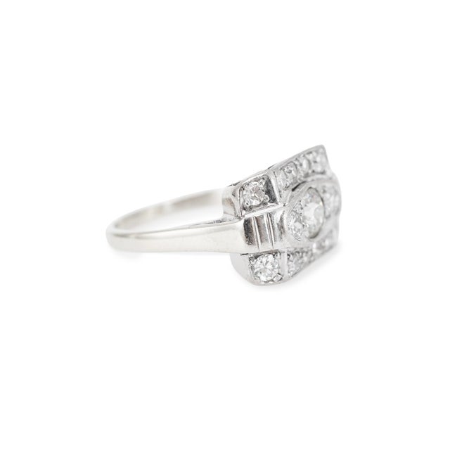Antique 14k White Gold 1.57ctw Old Euro Cut Diamond Three Stone Engagement Ring, Size 7 For Sale - Image 4 of 9