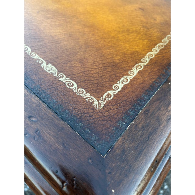 Jacobean John Richards Fine Furniture Leather Embossed Jacobean Cabinet For Sale - Image 3 of 11