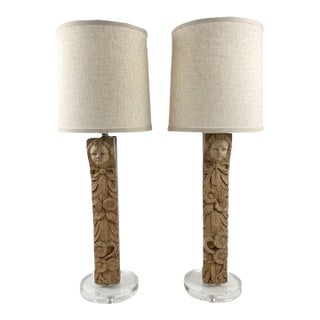 19th Century French Pair of Caryatid Fragment Table Lamps For Sale