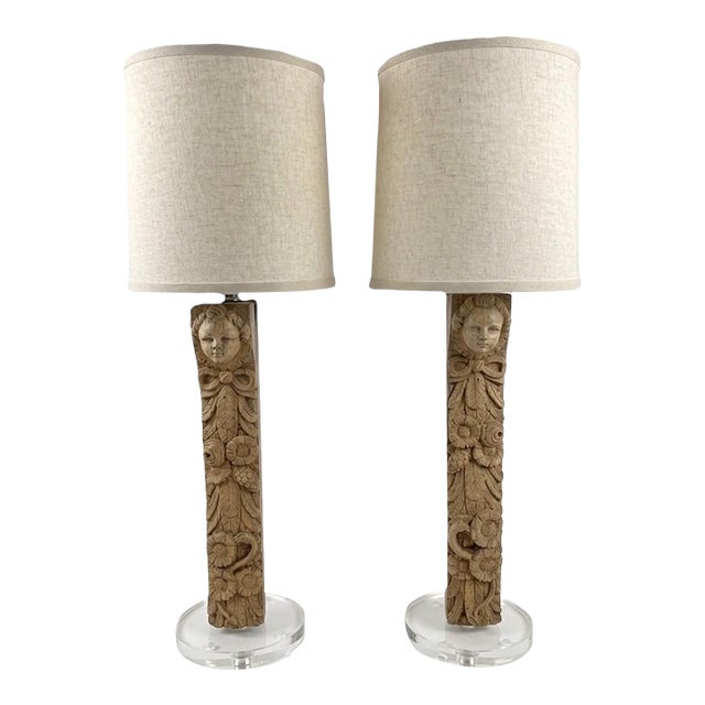 19th Century French Pair of Caryatid Fragment Table Lamps For Sale