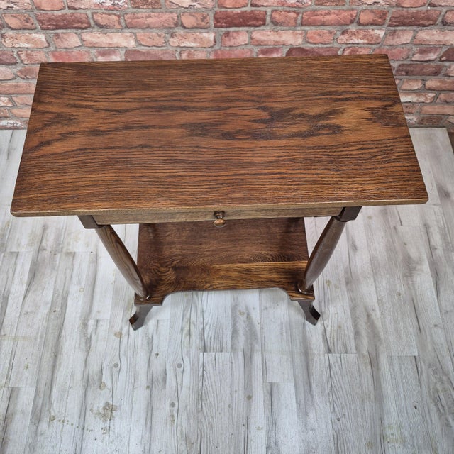 Antique Oak Side Table with Drawer, 1900s For Sale - Image 10 of 10