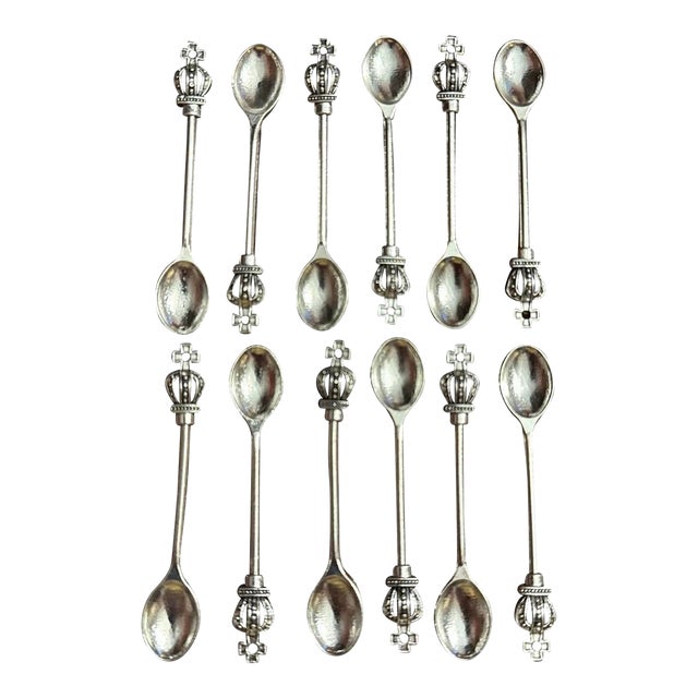 Royal Imperial Crown Salt Spoons - Set of 12 For Sale