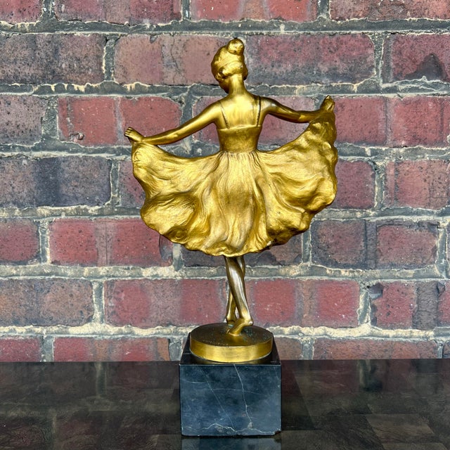 Art Deco Lilli Wislicenus Flapper Dancer Bronze Sculpture Marble Base ...