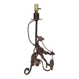 Antique Hand Forged Lamp For Sale