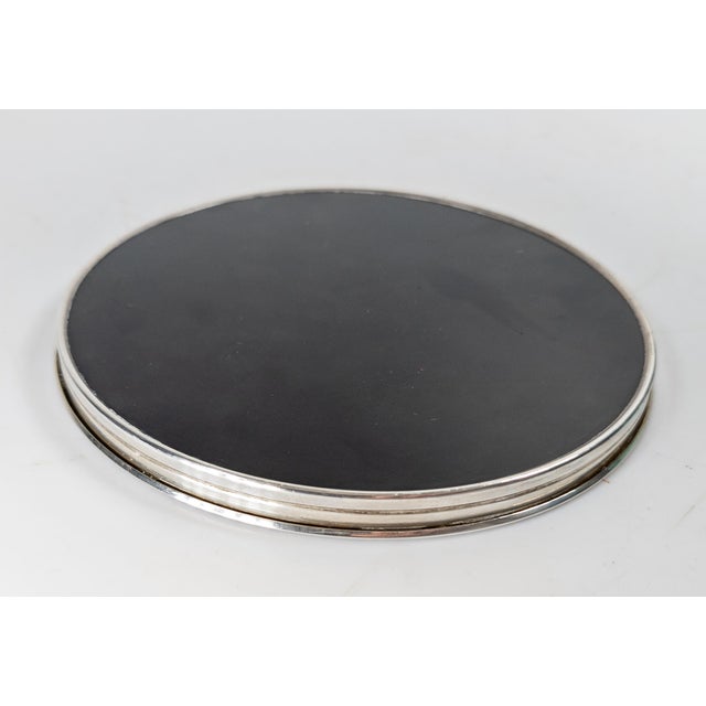 Metal Mid-Century Modern Black Lacquer and Sterling Silver Coaster Tray by Gorham For Sale - Image 7 of 8