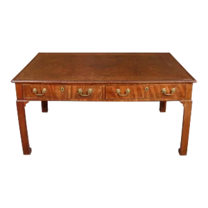 Leather Top Writing Desk With Ming Style Legs
