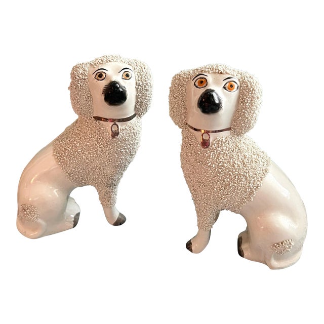 20th Century Staffordshire Confetti Dog Figurines - a Pair For Sale
