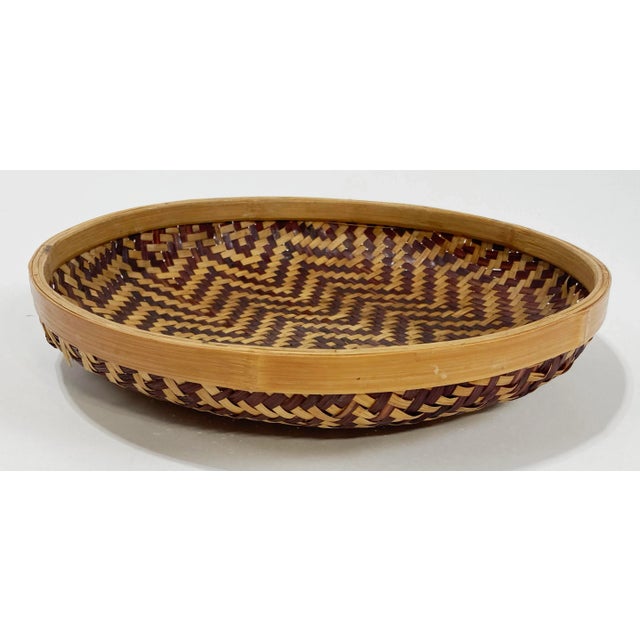 Chinoiserie Woven Rattan Basket Tray For Sale - Image 3 of 9