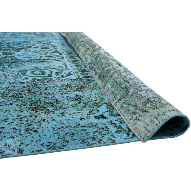 Persian Blue Antique Persian Overdyed Wool Rug With Allover Motif For Sale - Image 3 of 10