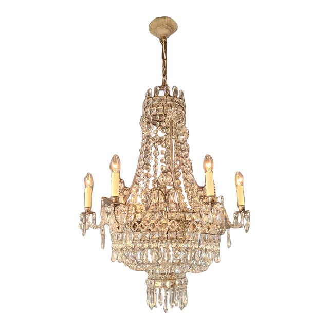 Antique Rococo Crystal Chandelier For Sale