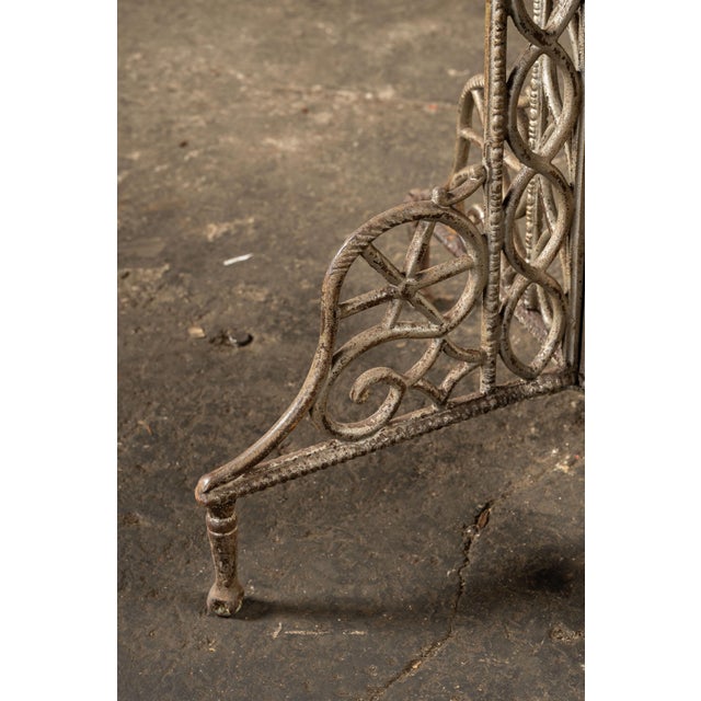 Antique Quarter Sawn Round Oak and Cast Metal Café Table For Sale - Image 9 of 10