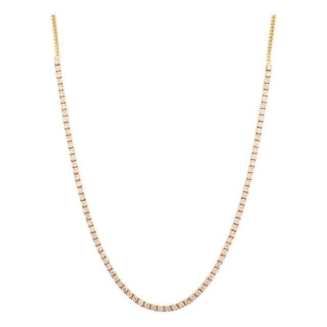 2.89 Carat Certified Diamond Single Strand Modern Necklace in 14k Yellow Gold- 16 Inches For Sale