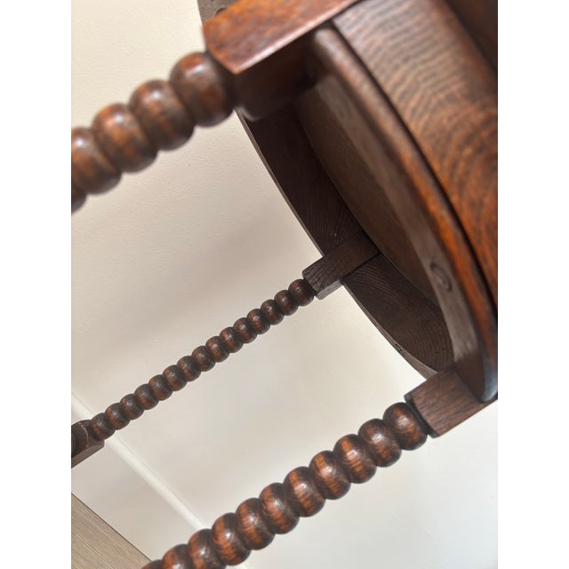 1950s Small Vintage Round Woode Side Table with Turned Legs, 1950s For Sale - Image 5 of 9