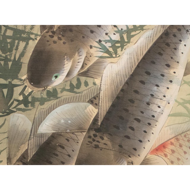 1970s Chinese Painted Screen "Carps" For Sale - Image 9 of 18