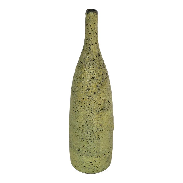 Vintage Signed Fat Lava Vessel Vase, 19 Inches For Sale