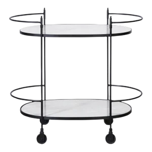 Oval Iron & Marble Caster Bar Cart
