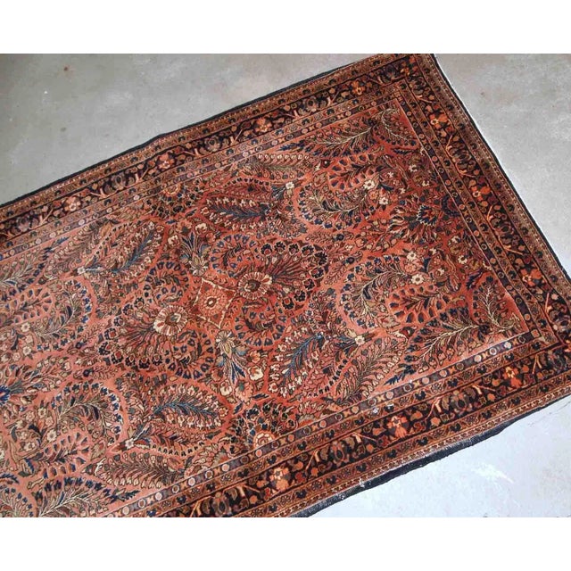 1920s 1920s Antique Handmade Persian Sarouk Rug For Sale - Image 5 of 8