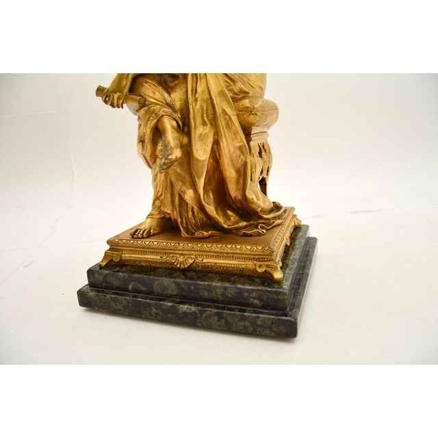 Antique Victorian Gilt Bronze and Marble Table Lamps, 1880s, Set of 2 For Sale - Image 9 of 13