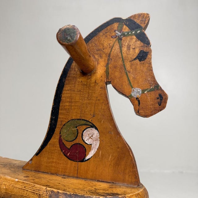 Contemporary Vintage Japanese Wooden Rocking Horse, 1920s For Sale - Image 3 of 12