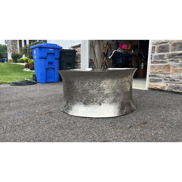 Metal Global Views Nickel Cuff Coffee Table For Sale - Image 7 of 8